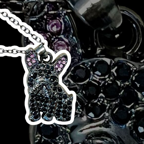 Black French Bulldog Pendant Necklace - Picture 3 of 4